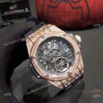 Copy Hublot Big Bang Special Edition Iced Out Full Diamond Watch Rose Gold Case
